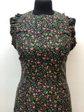 womens  vintage  Urban Village Vintage  urban village  summer dress  summer  Sportaville  NOS  New old stock  multi  midi dress  halter dress  frill trim  floral dress  dress  deadstock  black  8  70s