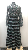 womens  vintage  Urban Village Vintage  patterned dress  patterned  multi  maxi dress  long dress  high neck  green  floral  dress  collar  blue  black  70s  70  1970s  12