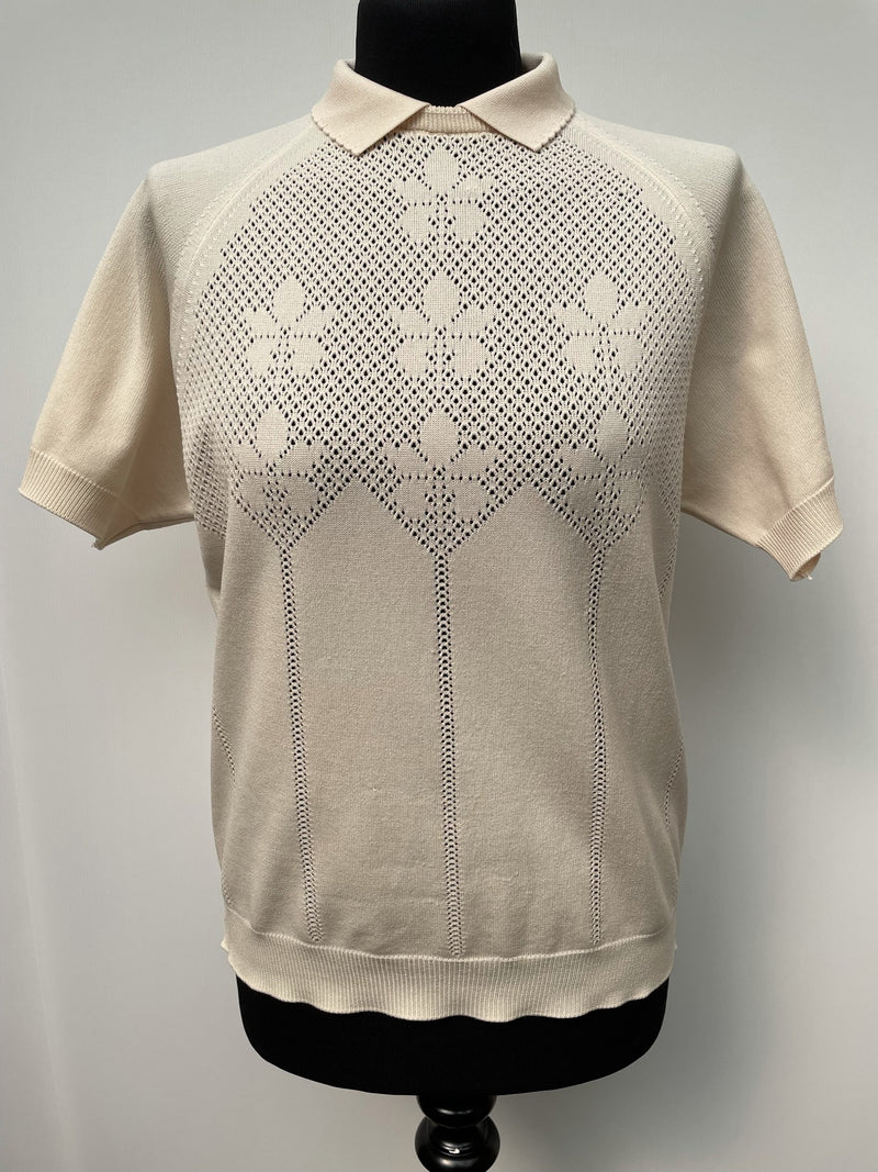 womens  vintage  Urban Village Vintage  urban village  trevira  polyester  polo top  polo  patterned  MOD  midi dress  knitwear  knitted  knit  elasticated  cream  60s  1960s  12
