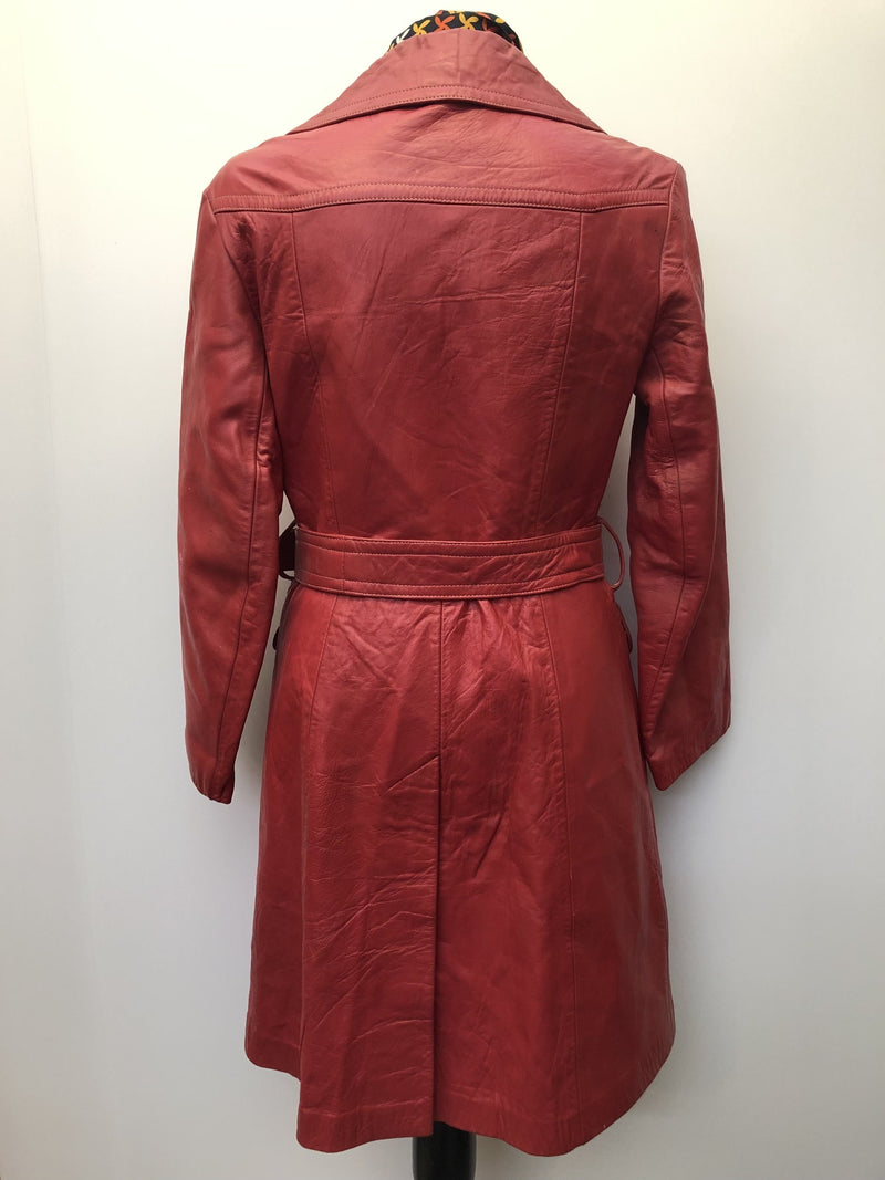 Womens Vintage 1970s Belted Leather Jacket by Suede Centre Swear & Wells - Red - Size 10 - Urban Village Vintage