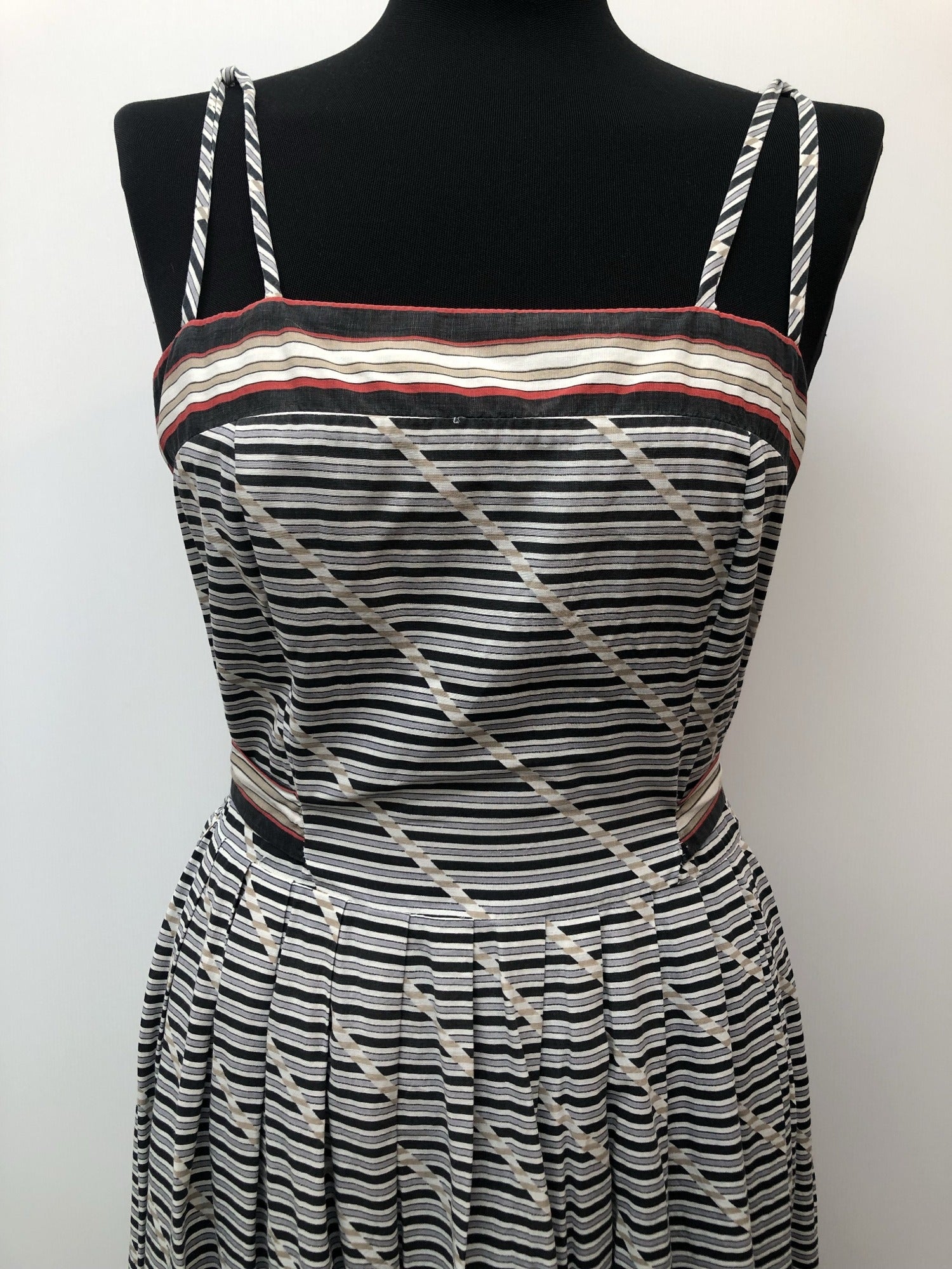 womens  white  vintage  Urban Village Vintage  summer  stripes  multi  dress  double straps  Cresta  black  70s  1970s