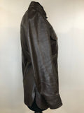 womens jacket  womens  vintage  Urban Village Vintage  urban village  pockets  leather stitch  leather shirt  Leather Jacket  Leather Coat  Leather  Jacket  dagger collar  coat  button  brown leather  brown  big collar  8  70s