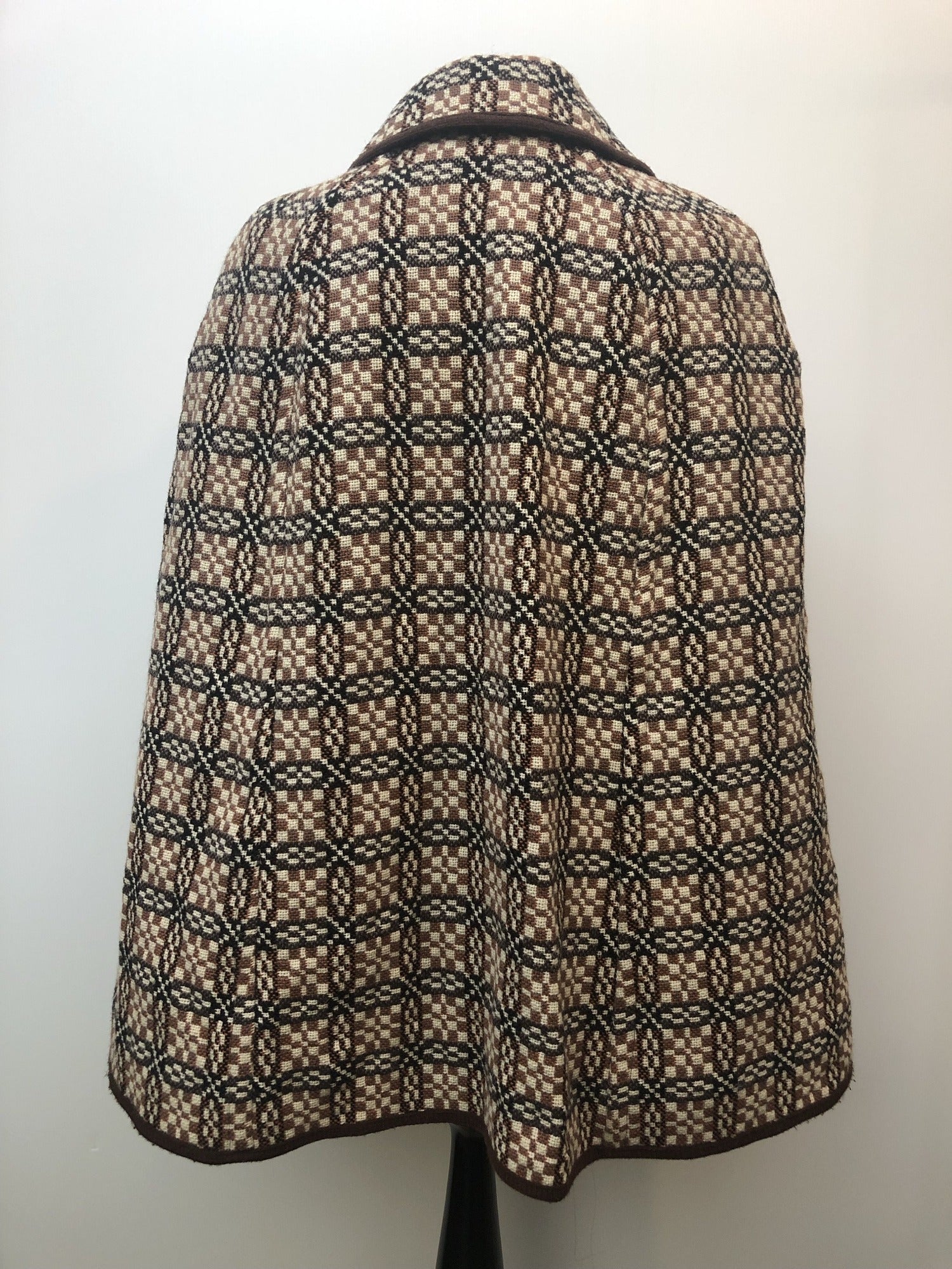 womens  welsh wool  welsh  waistcoat  vintage  two piece  tunic  tapestry  set  MOD  M  green  Gilet  Daffyd Snowdon Design  cape  brown  60s  1960s