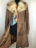 womens  winter coat  vintage  Urban Village Vintage  urban village  Suede Jacket  Suede  fur collar  fox fur  collar  coat  brown  big collar  60s  1960s  10