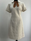 womens  vintage  shift dress  shift  scooter dress  scooter  roll neck  retro  pussy bow  modette  mod  dress  cream  brown  bow  12