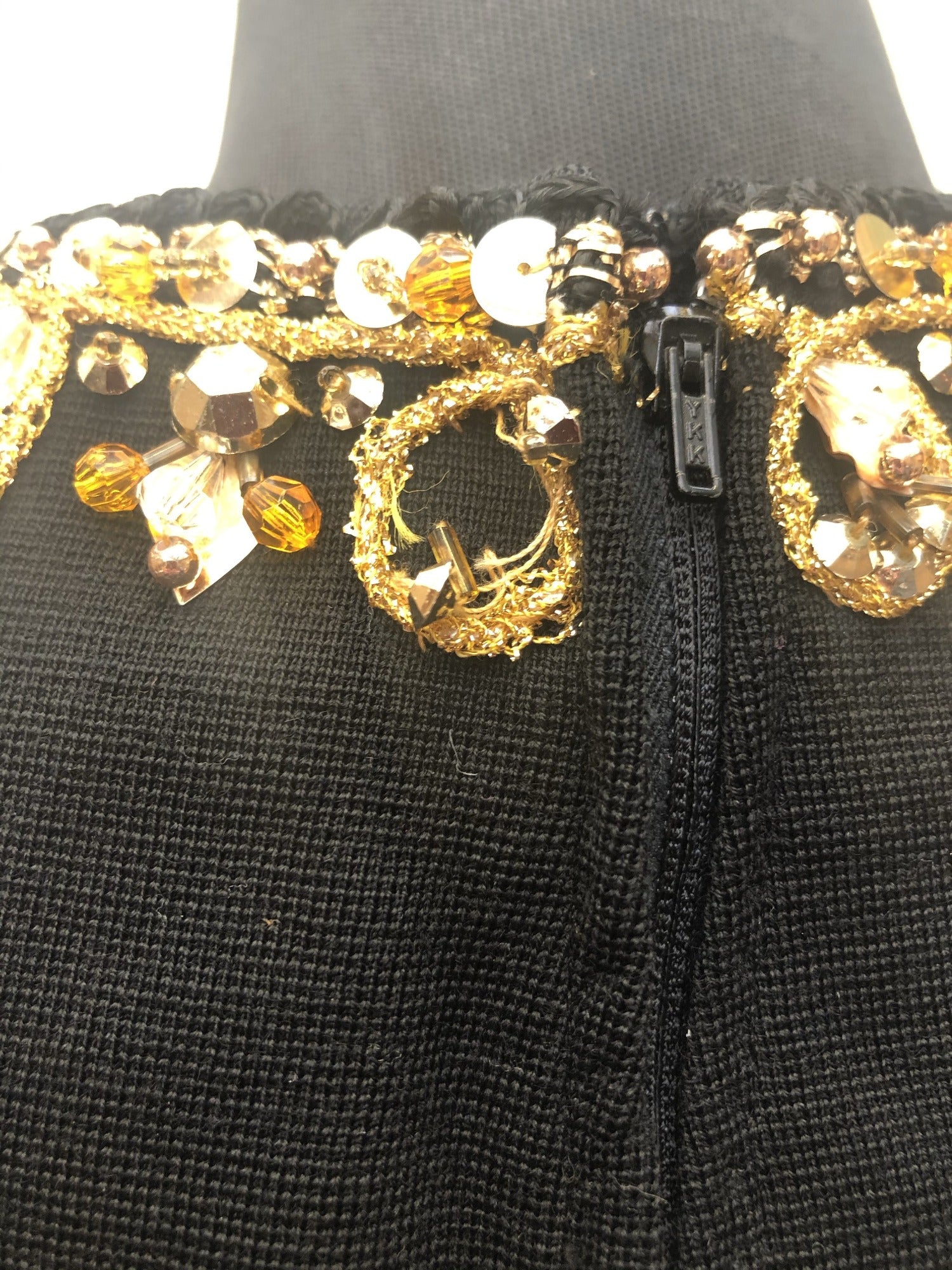 womens  vintage  Urban Village Vintage  short sleeve  mini dress  knee length  gold sequins  Fitted  embellishment  dress  cocktail  black  10