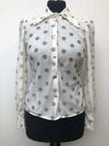 1970s Polka Dot Print Blouse - Size 12