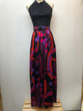 1970s Halter Neck Print Maxi Dress by Margaret of Leeds - Size 8