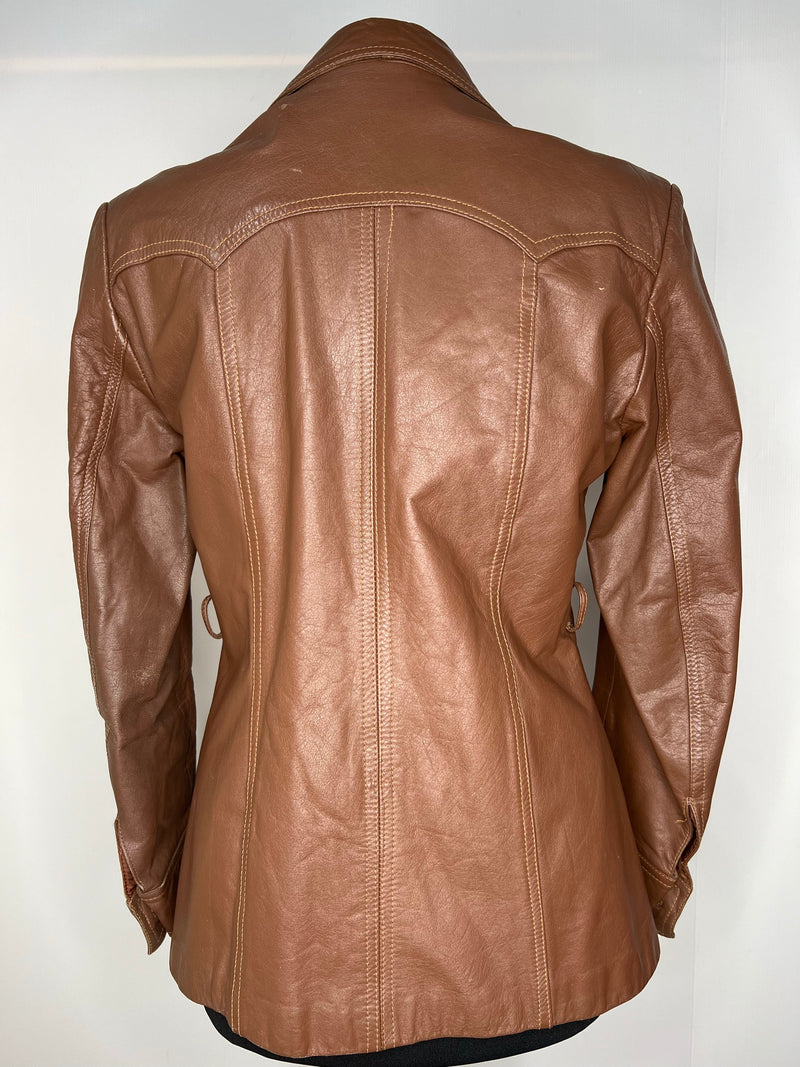 womens  vintage  Urban Village Vintage  urban village  top  shirt  rounded collar  retro  modette  MOD  long sleeves  long sleeve  leather  jacket  collar  brown  big collar  70s  70  1970s  10