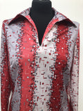 womens  vintage  Urban Village Vintage  urban village  silver  Shirt  red  print  long sleeves  long sleeve  floral print  floral  dagger collar  collar  circle print  blouse  big collar  70s  70  1970s  12