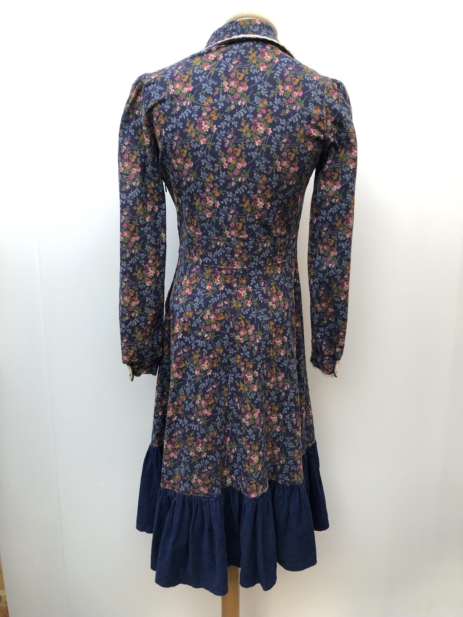 zip back  zip  womens  white stripes  vintage  Victorian style  Victorian  Urban Village Vintage  urban village  Pritti  lace trim  floral print  floral dress  floral  dress  corduroy  chevron  8  70s  1970s