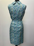 womens  waist belt  vintage  Urban Village Vintage  urban village  turqoise  sleeveless  Paisley Print  paisley inspired  paisley  MOD  midi dress  midi  high neck  dress  collar  bradrex  bow tie  bow detail  bow  blue  belted dress  belted  belt detail  belt  60s  1960s  12
