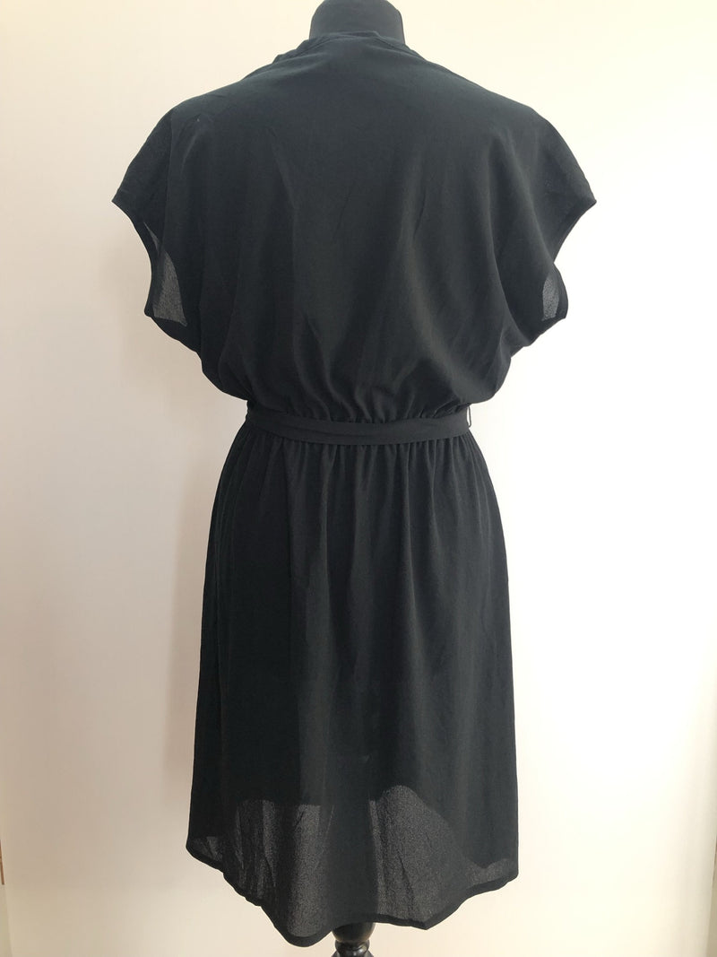 womens  vintage  Urban Village Vintage  summer dress  print  floral  dress  black  Belted waist  belted  70s  1970s  12