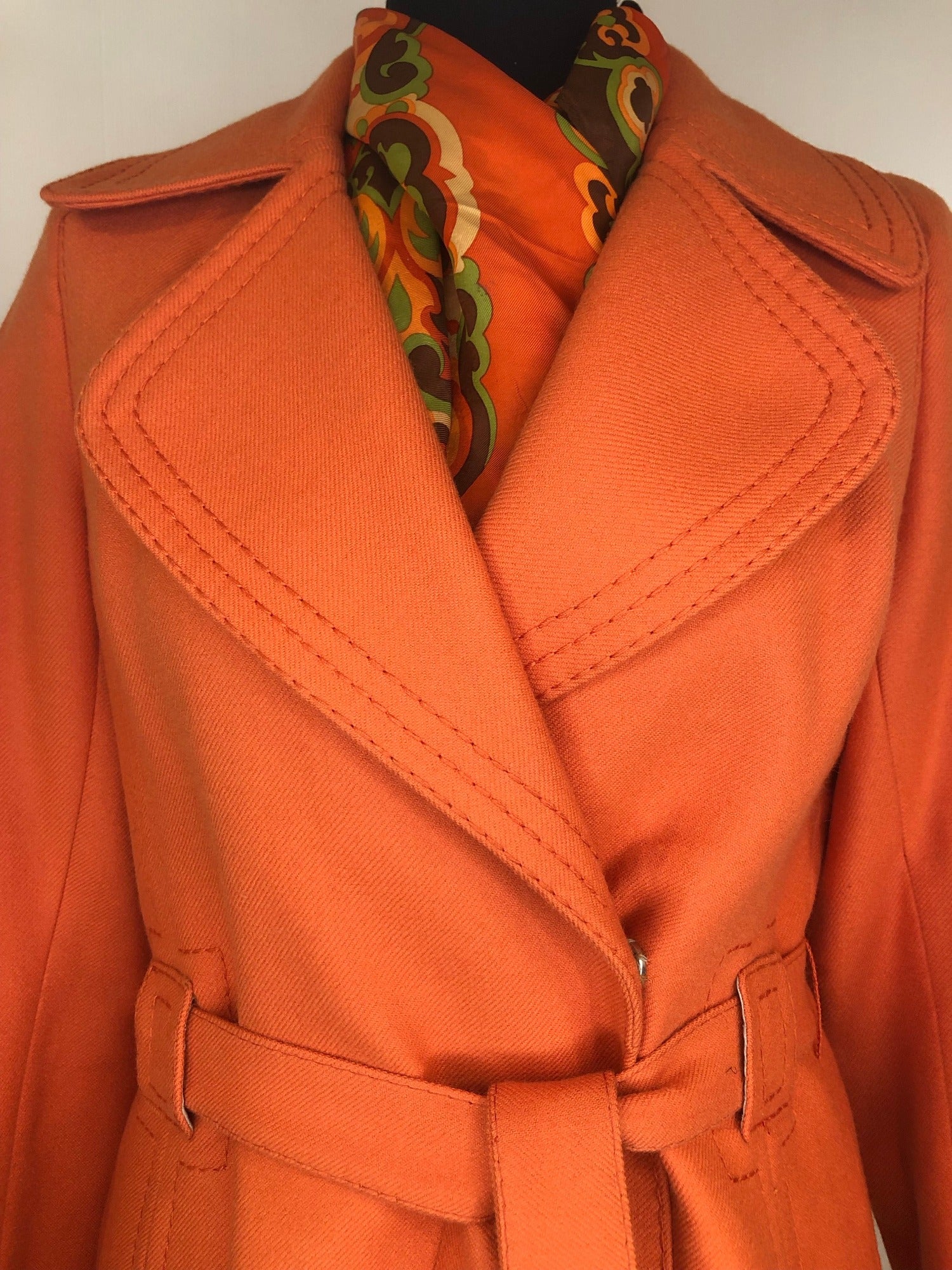 wool  womens jacket  womens coat  womens  vintage  Urban Village Vintage  urban village  retro  pure new wool  orange  mohair  fully lined  coat  autumnal  autumn  60s  1960s  10