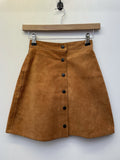 womens  vintage  Urban Village Vintage  urban village  Suede  retro  press stud fastening  press stud  midi skirt  midi  lining  brown  70s  1970s