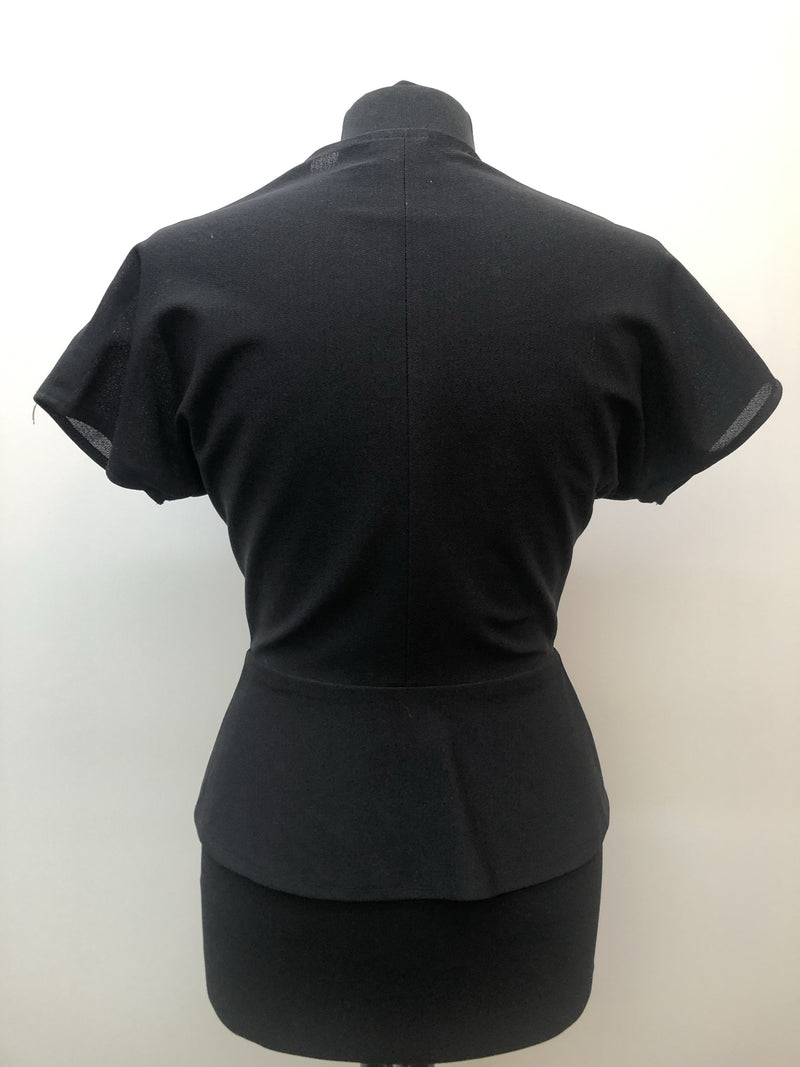 womens  vintage  Urban Village Vintage  top  button front  blouse  black  70s  70  1970s  10