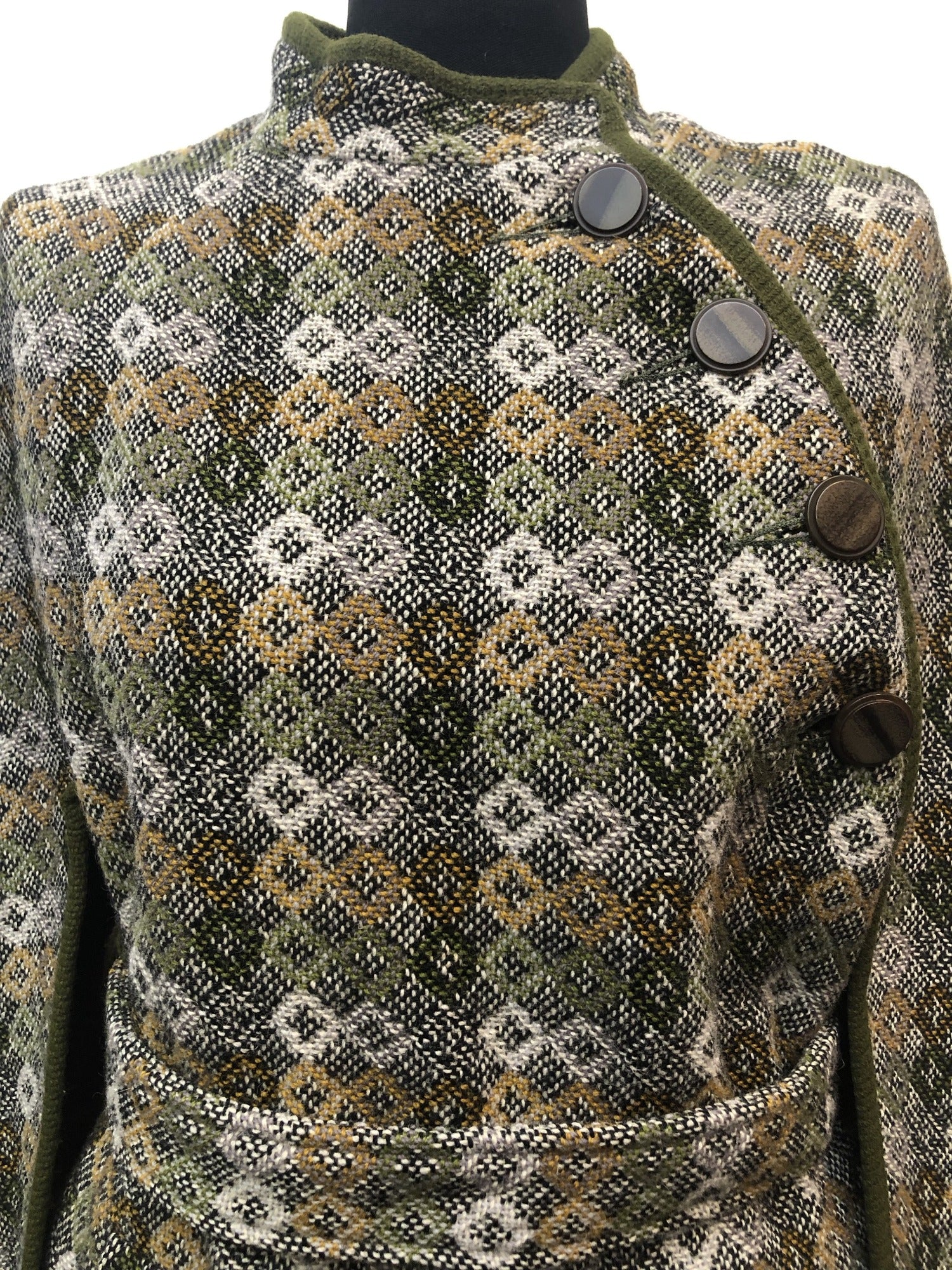 womens  welsh wool  welsh  waist belt  vintage  Urban Village Vintage  turqoise  tapestry  S  multi  MOD  Green  Dillad Coracle  cape  60s  1960s