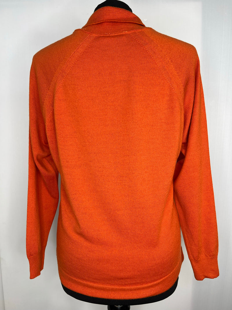 womens  vintage  Urban Village Vintage  urban village  patterned  orange  MOD  made in england  Long sleeved top  long sleeve  light knit  knitwear  knitted  knit  jumper  Donbros  collared  60s  1960s  12