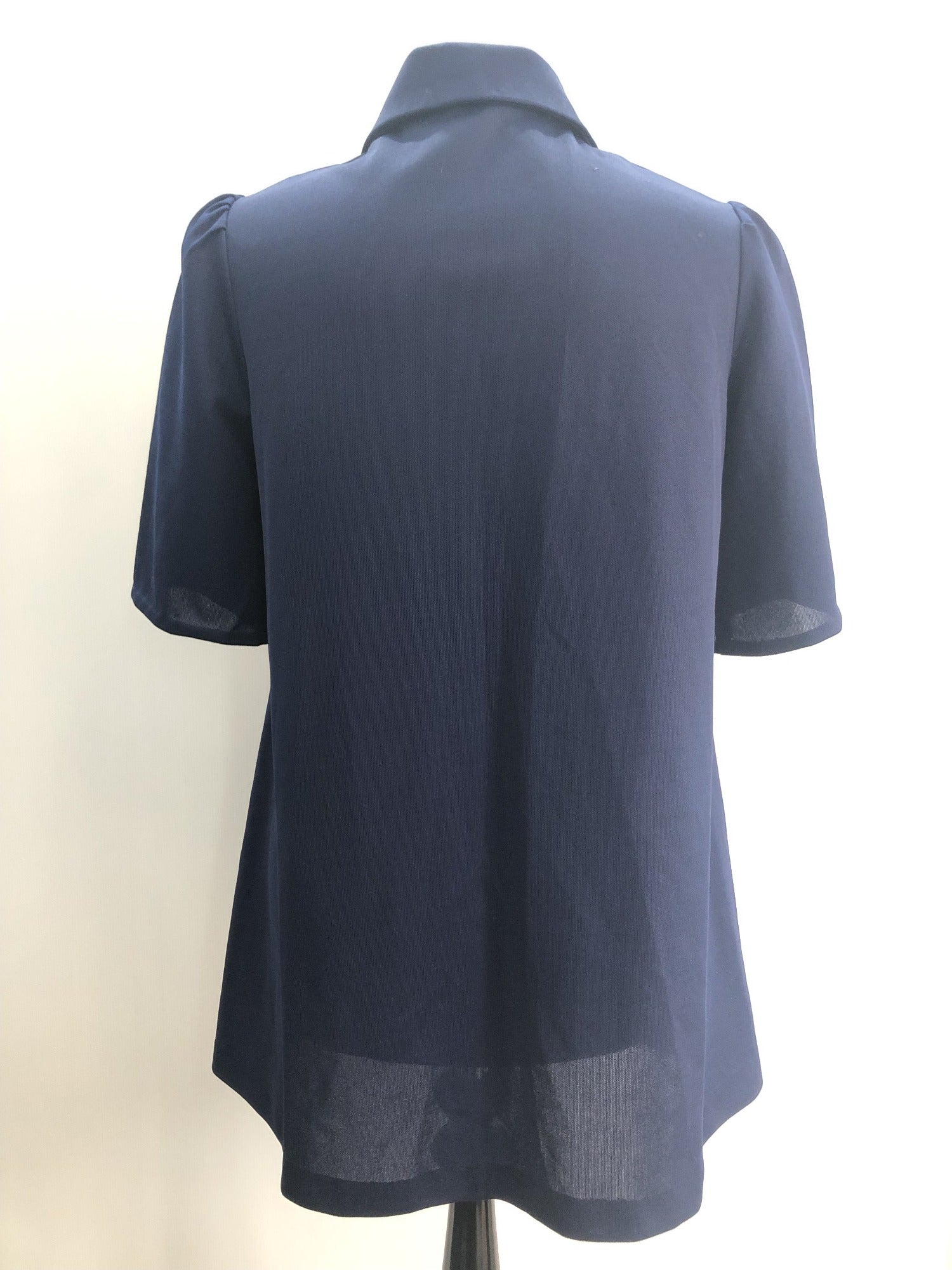womens  vintage  Urban Village Vintage  top  short sleeve  Blue  blouse  Beagle collar  70s  1970s  12