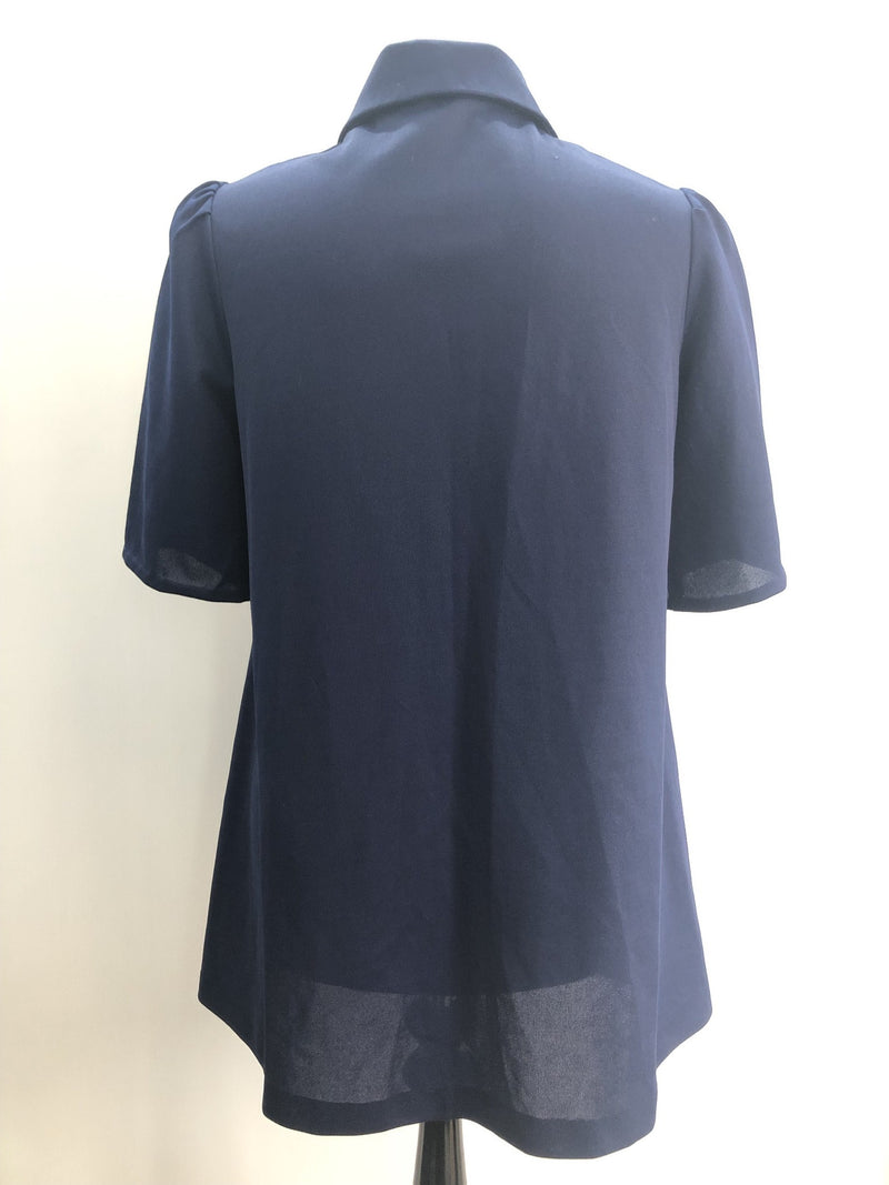 womens  vintage  Urban Village Vintage  top  short sleeve  Blue  blouse  Beagle collar  70s  1970s  12