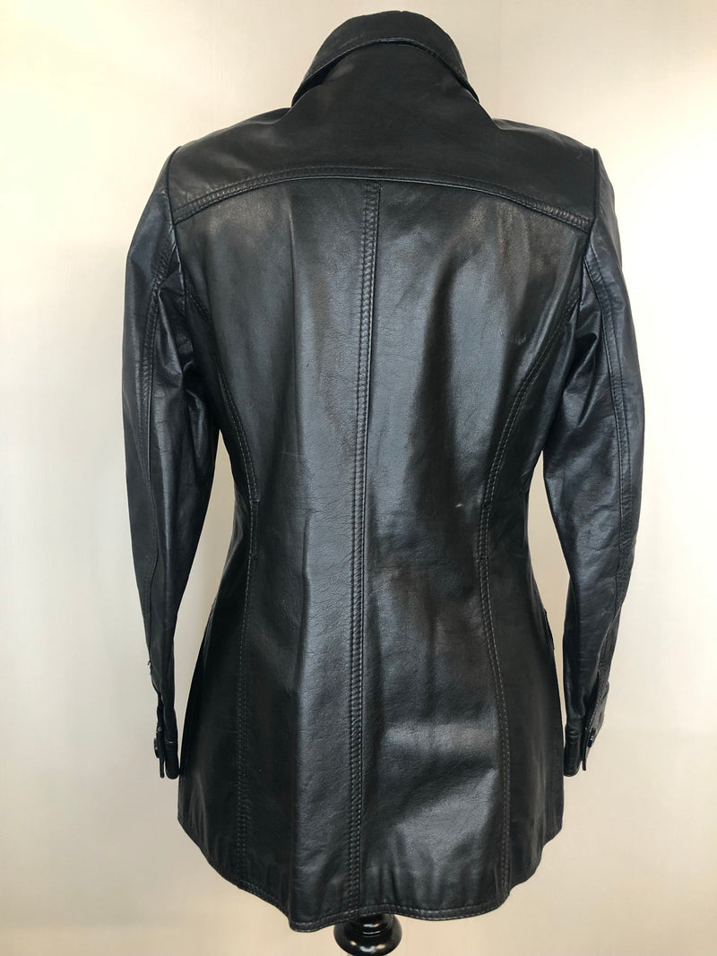 womens jacket  womens coat  womens  waist belt  vintage  Urban Village Vintage  urban village  soft leather  safari style  Safari jacket  safari  retro  pockets  Leather Jacket  Leather Coat  Leather  Jacket  fitted  dagger collar  coat  button down  button  brown leather  black  big collar  70s  70  1970s  10