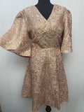 1970s Metallic Bell Sleeve Party Dress - Size 14