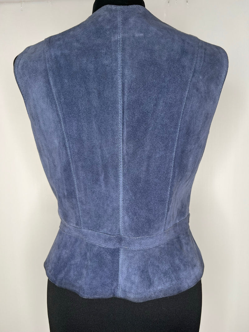 womens  waistcoat  vintage  vest  tunic  Suede Jacket  Suede  Jacket  Blue  70s  60s  1970s  1960s  12  10-12  10