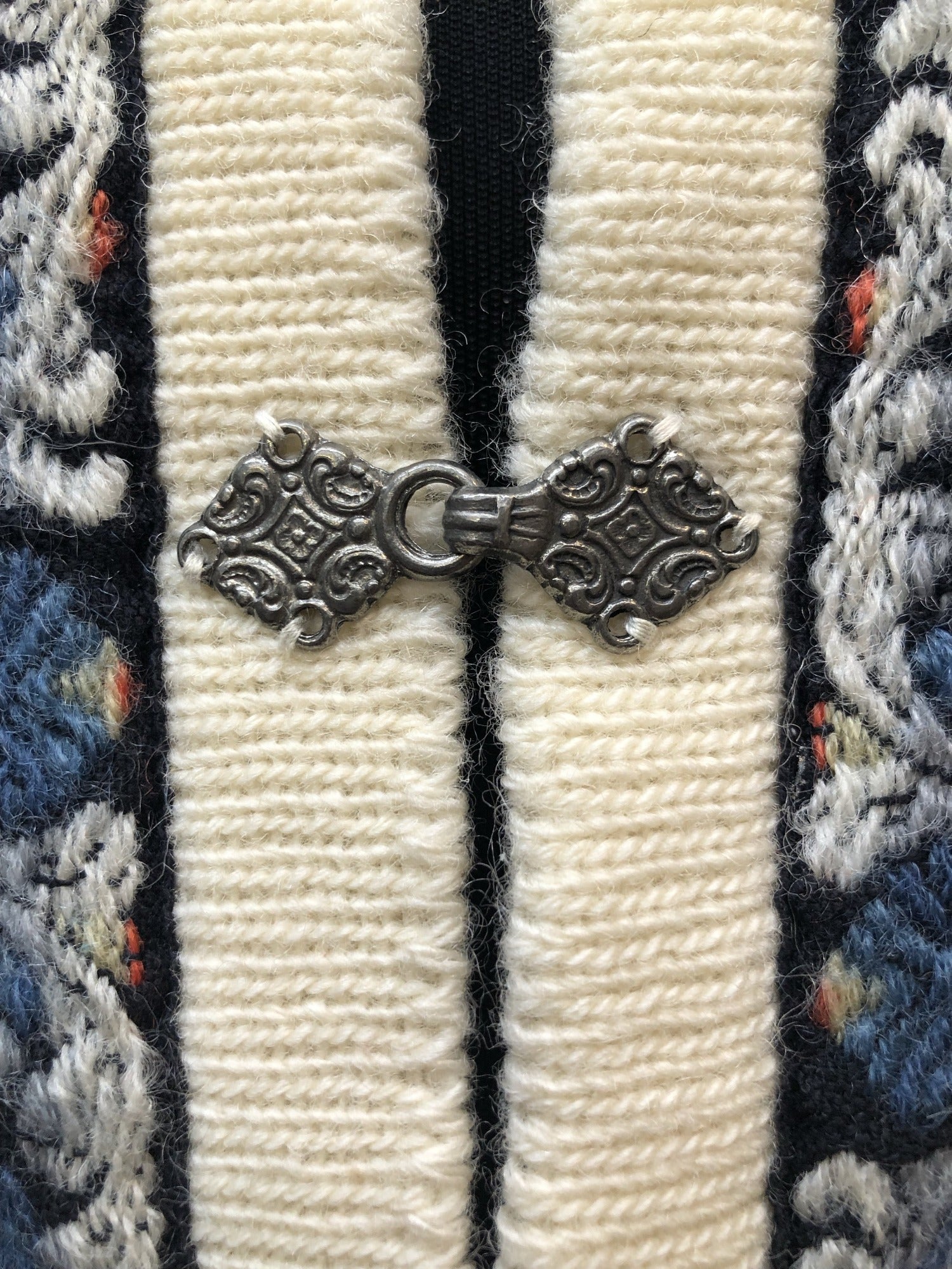 womens  vintage  Urban Village Vintage  patterned  pattern  long sleeve  knitwear  knitted  knit  fairisle  cream  cardigan  blue  70s  1970s  16  14-16  14