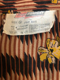 womens  vintage  top  stripes  multi  floral print  dagger collar  brown  blouse  70s  1970s  12