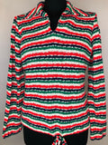 1970s Stripe Knit Tie Waist Top - Size UK 16