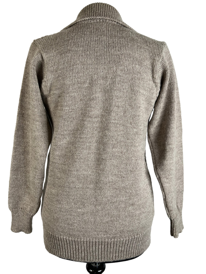 zip front  Wool  womens  Welsh Country Knitwear  vintage  Urban Village Vintage  urban village  UK  style  pure wool  pure new wool  pockets  ladies  knitwear  knitted  knit pattern  knit  fashion  collared  collar  clothing  clothes  cardigan  cardi  button  brown  birmigham  belted  beige  autumnal  autumn  70s  1970s  10