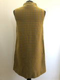 zip front dress  yellow  womens  vintage  Urban Village Vintage  square print  sleevless  retro  mustard  MOD  dress  circle zip  back zip  60s  1960s