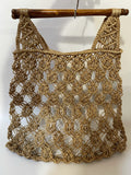 womens bag  womens  vintage  Urban Village Vintage  shopper bag  One Size  logo  hand bag  crochet knit  cream  bag  accessories  70s style  70  1970s