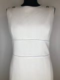 womens  white  vintage  Urban Village Vintage  urban village  MOD  knee length dress  knee length  dress  decorative buttons  blue stitch  back zip  12