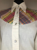 womens  white  vintage levis  vintage  Urban Village Vintage  top  print blouse  multi  levis  dagger collar  dagger  check  blouse  70s  1970s levis  1970s  12