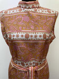 zip front  zip  womens  waist belt  vintage  Urban Village Vintage  urban village  summer dress  summer  sleeveless  retro  pink  Paisley Print  paisley inspired  paisley  orange  MOD  midi dress  midi  lightweight  dress  collared dress  collared  collar dress  collar  big collar  Belted waist  belted dress  belted  belt detail  belt  arthur linney classic  16