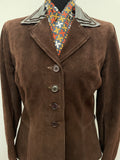 womens  vintage  Urban Village Vintage  urban village  Suede Jacket  Suede  stitch detailing  stitch detail  soft leather  long sleeve  lining  Leather  highway  dress  collar  brown leather  brown  blazer jacket  Blazer  big collar  70s  1970s  12