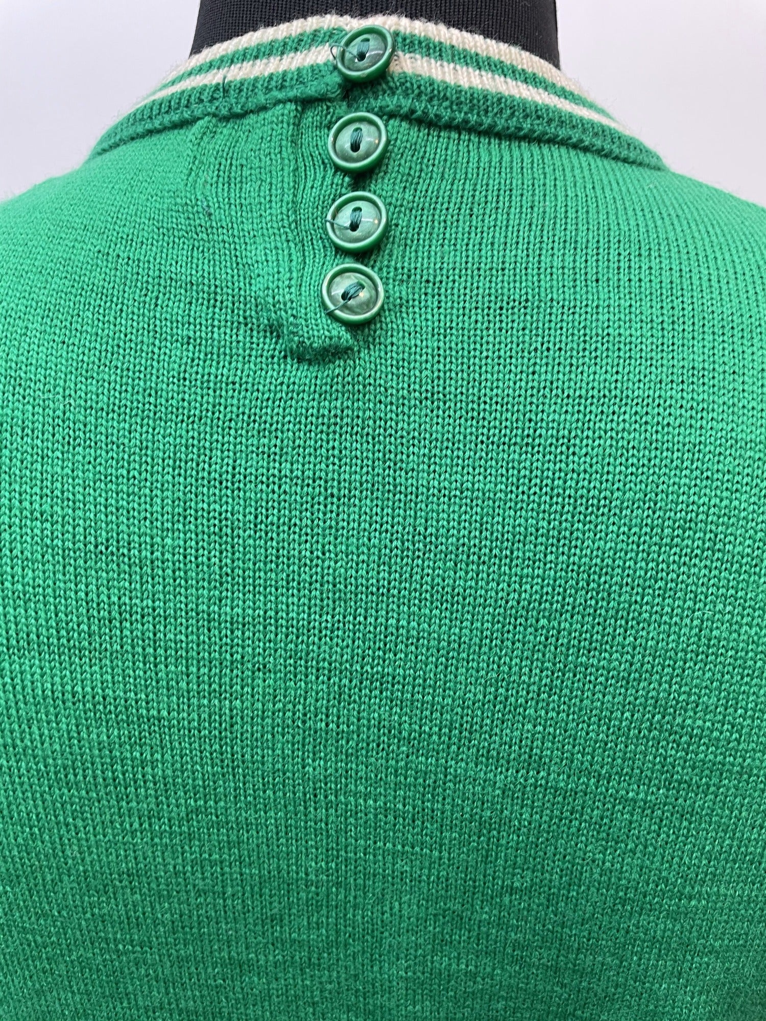 womens shirt  womens  white stripes  vintage  Urban Village Vintage  urban village  Three Button  short sleeved  short  retro  MOD  Lightweight Knit  knitted  knit  Green  crew neck  Cotton  60s  3 button  1960s  10