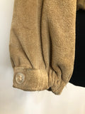 womens  vintage  Urban Village Vintage  Suede Jacket  Suede  ruched sleeve  ruched shoulders  ruched detail  lining  Jacket  cropped  collar  coat  brown  bomber  70s  70  1970s  12
