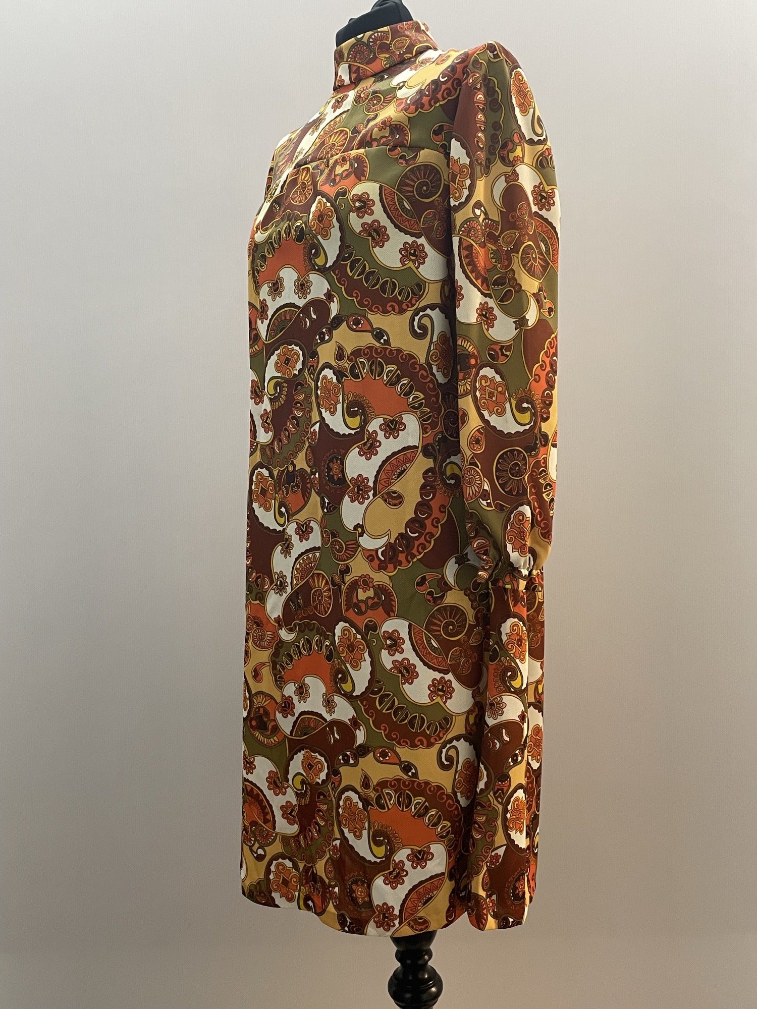 womens  vintage  Urban Village Vintage  urban village  turtle neck  tent dress  scooter dress  scooter  roll neck  retro  psychedelic  psych  orange  modette  MOD  long sleeve  high neck  green  dress  brown  autumn  60s  1960s  12  10-12  10