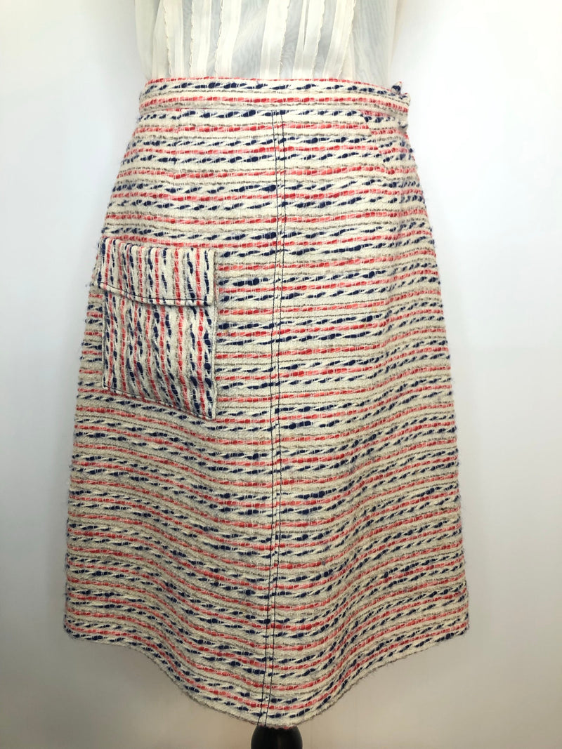 zip  wool stitch  womens  white stripes  white  vintage  Urban Village Vintage  urban village  skirt  side zip  multi  cream  A-Line  70s  1970s  12