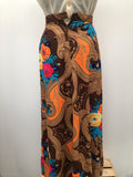 womens  vintage  Urban Village Vintage  urban village  swing skirt  Skirts  skirt  multi  maxi skirt  maxi  long length  Kati London  floral print  brown  8  70s
