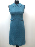 1960s Patterned Collared Dress - Size 8