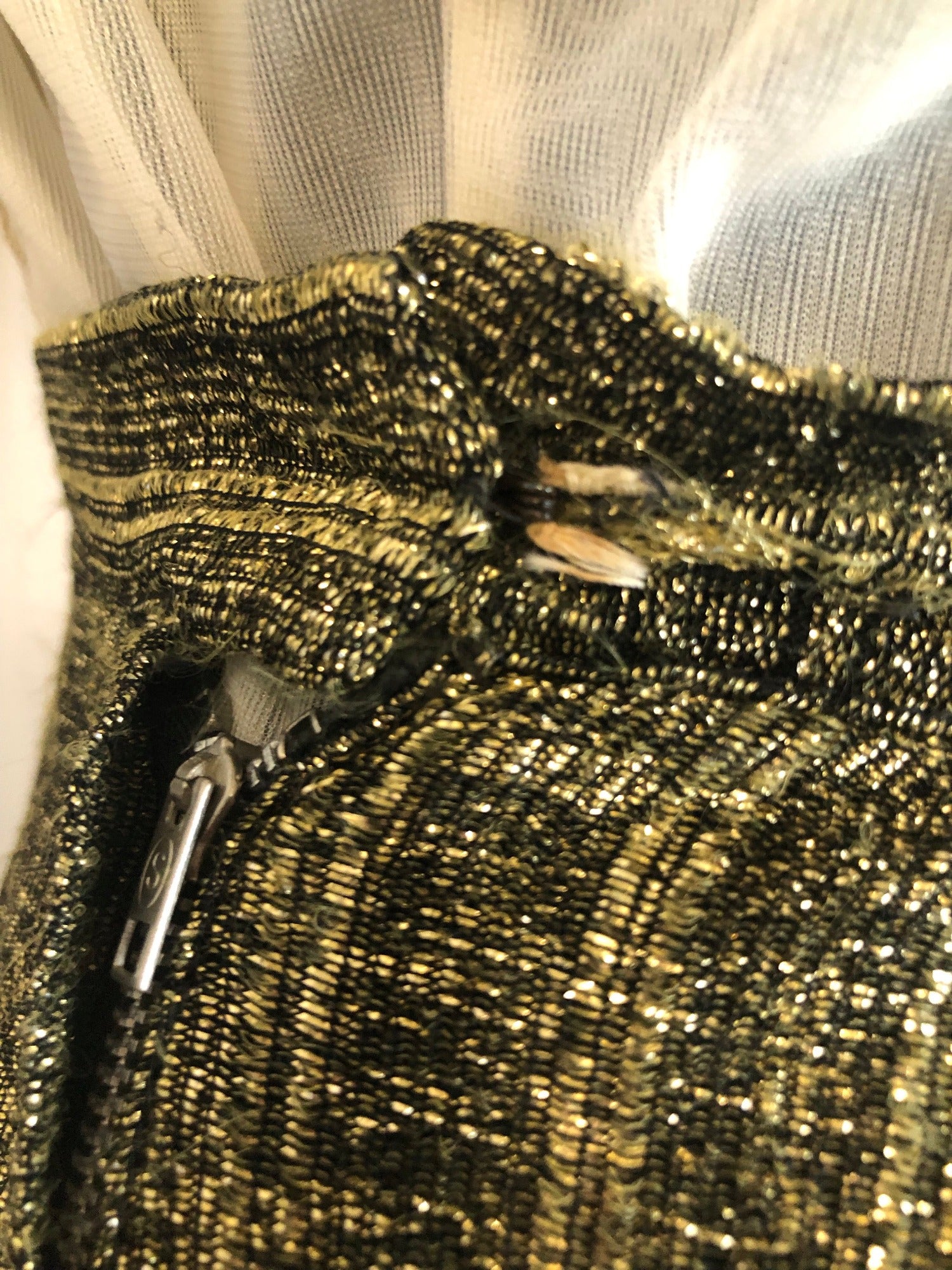 womens  vintage  Urban Village Vintage  urban village  Skirts  skirt  metallic  high waisted  gold metallic  gold  evening wear  evening  disco skirt  disco  8  70s  1970s