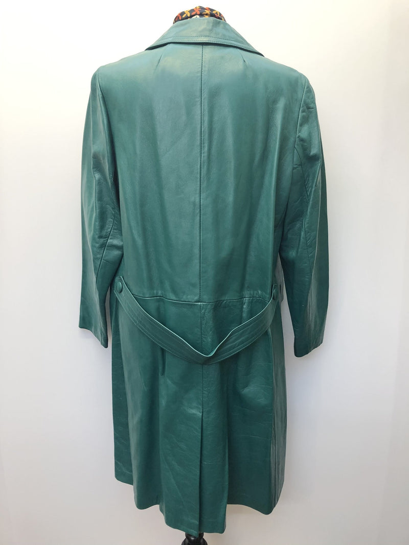 1960s Paul Blanche Leather Coat womens green MOD 60s loose fit coat Size 12 Viintage womens clothing Urban Village Vintage
