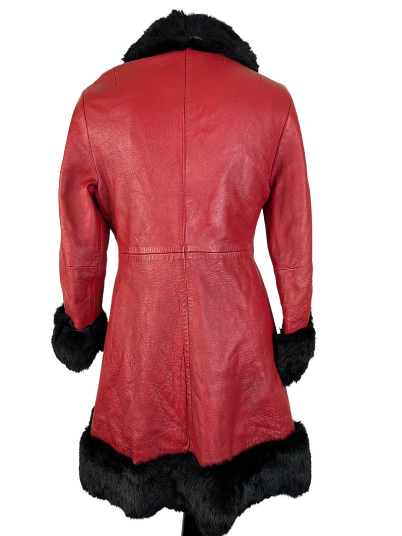 womens  winter warmer  Winter Coat  winter  vintage fur  vintage  UK  twist lock  style  red leather  red  real fur  long coat  Leather Coat  Leather  ladies  fur trims  festive  fashion  Coney Fur  coat  clothing  clothes  christmassy  christmas  black coney fur  autumnal  autumn  70s  1970s  10