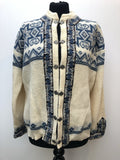 womens  vintage  Urban Village Vintage  patterned  pattern  long sleeve  knitwear  knitted  knit  fairisle  cream  cardigan  blue  70s  1970s  16  14-16  14