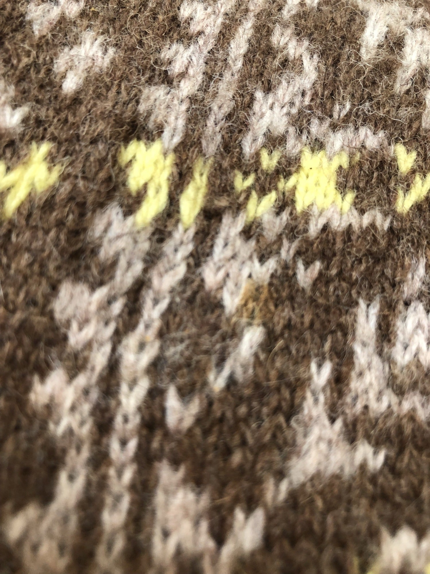 wool  womens  vintage  Urban Village Vintage  urban village  round neck  patterned  pattern  long sleeves  Long sleeved top  long sleeve  light knit  knitwear  knitted  knit  Jacket  fairisle  button down  brown  60s  1960s  12