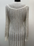 womens  white  vintage  Urban Village Vintage  urban village  tricoville  stretch fabric  sheer  semi sheer  patterned dress  patterned  maxi dress  maxi  long sleeve  light knit  knitwear  knitted  knit dress  knit  elasticated  dress  button up  button  8  70s  1970s