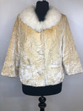 womens jacket  womens coat  womens  Winter Coat  vintage  Urban Village Vintage  urban village  real fur  Jacket  fur collar  cream astrakhan  coney fur collar  Coney Fur  coney  coat  button  blonde  beige  Astrakhan collar  Astrakhan